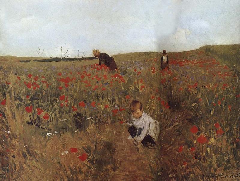 Mary Cassatt People Picking up the flower at the field Germany oil painting art